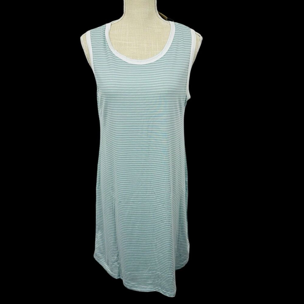 Sugar & Cream Tank Dress Striped Mid-Thigh Womens Size XL Slate Blue White NWT